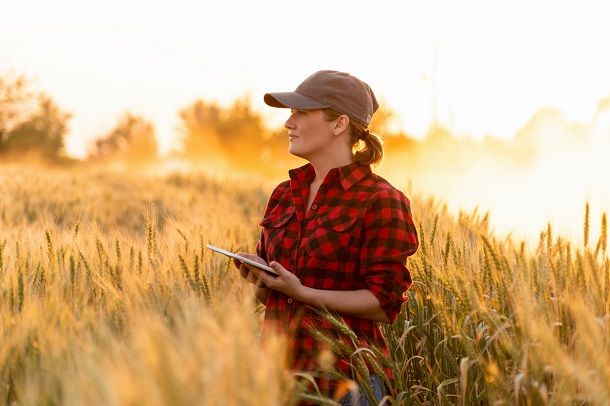 Female farmer with a digital tablet in a field