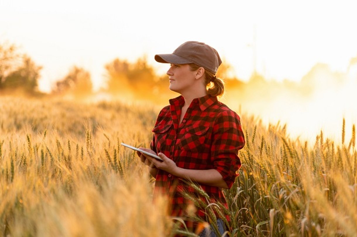 Female farmer with a digital tablet in a field